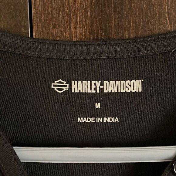 Harley Davidson Salute Faux Henley Knit Top Medium - Picture 4 of 6